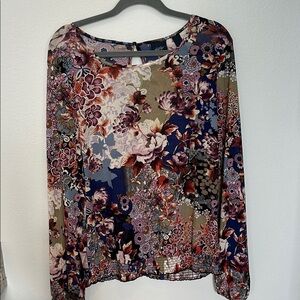 Daytrip Y2K Mixed Floral Long Sleeve Blouse – Size Large – Boho Vibes
